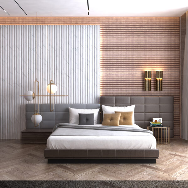 Bedroom render with cove lighting